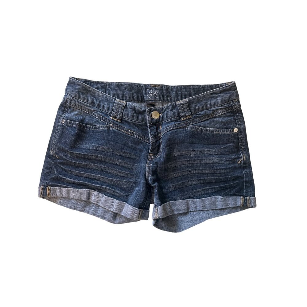 💖Express Women's Denim Shorts Size S Cotton/Spandex Blend Dark Wash 5-Pocket